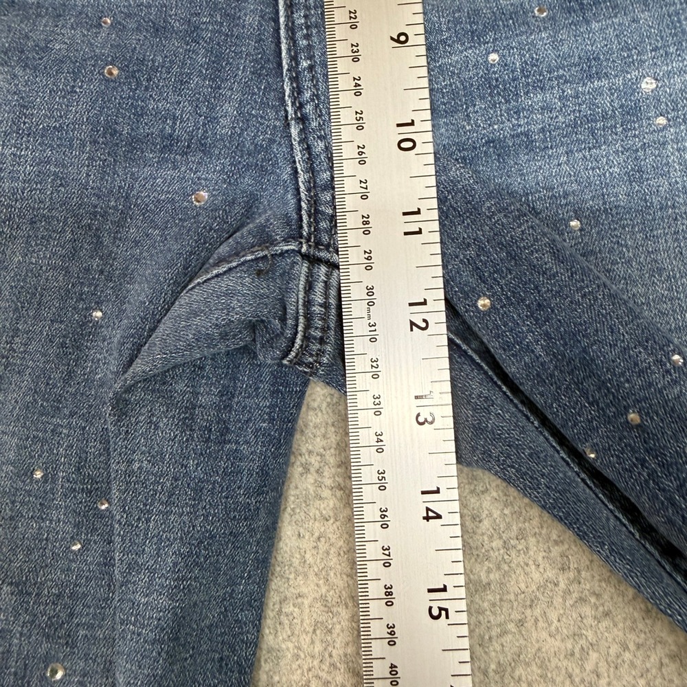 Chico's So Slimming Girlfriend Flare Jeans Size 14R 2.5 Blue Rhinestone Denim - Picture 6 of 11